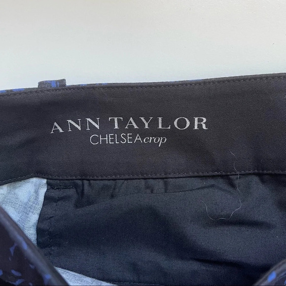 Ann Taylor Chelsea Crop Black & Blue Printed High Rise Pants 10 Women’s - Picture 11 of 13